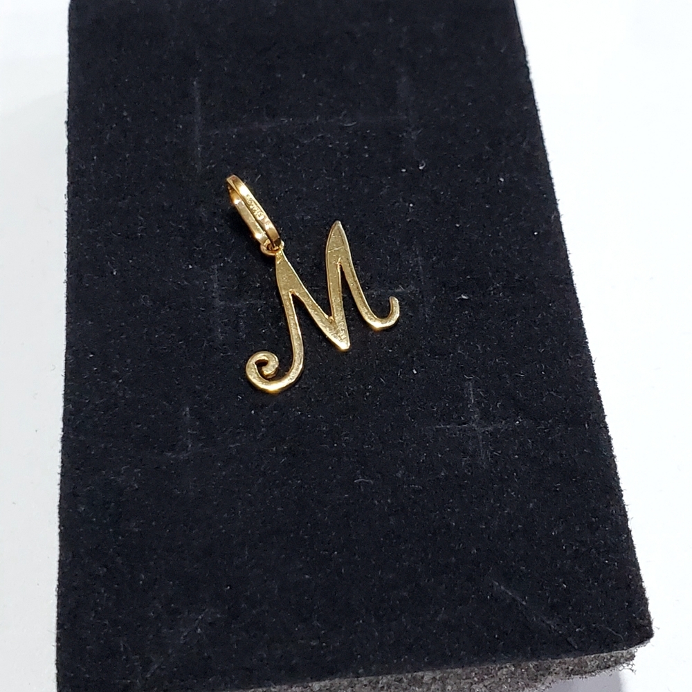 Authentic Real 18k Solid Yellow Gold Letter M Pendant